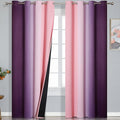 Purple and Pink Ombre Blackout Curtains 102 Inches Long 2 Panels Set, Thermal by ESTELARTEXTILER