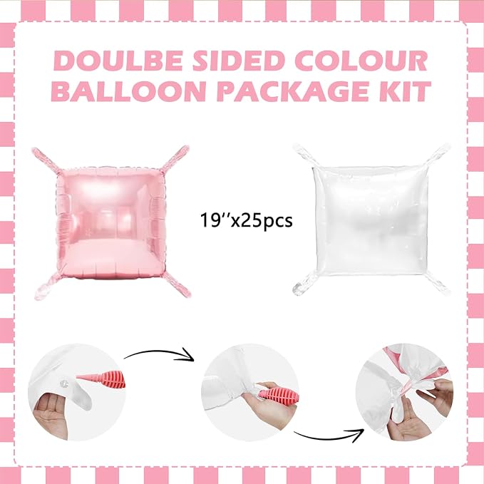 Pearl Pink and White Balloons Wall Tunnel Backdrop Double Sided Chrome Balloon - Image 2
