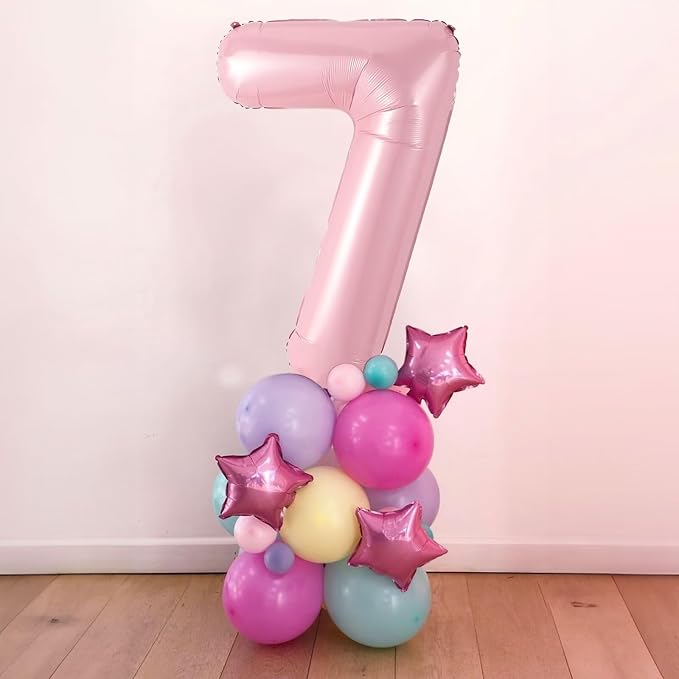 Light Pink 3 Balloon, 40 Inch Large Pastel Pink Foil Helium Number Balloons 0-9 - Image 7