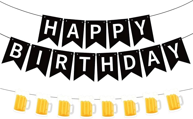 Beer Birthday Banner for Beer Party and Birthday Wedding Party Supplies by OSAMUHA