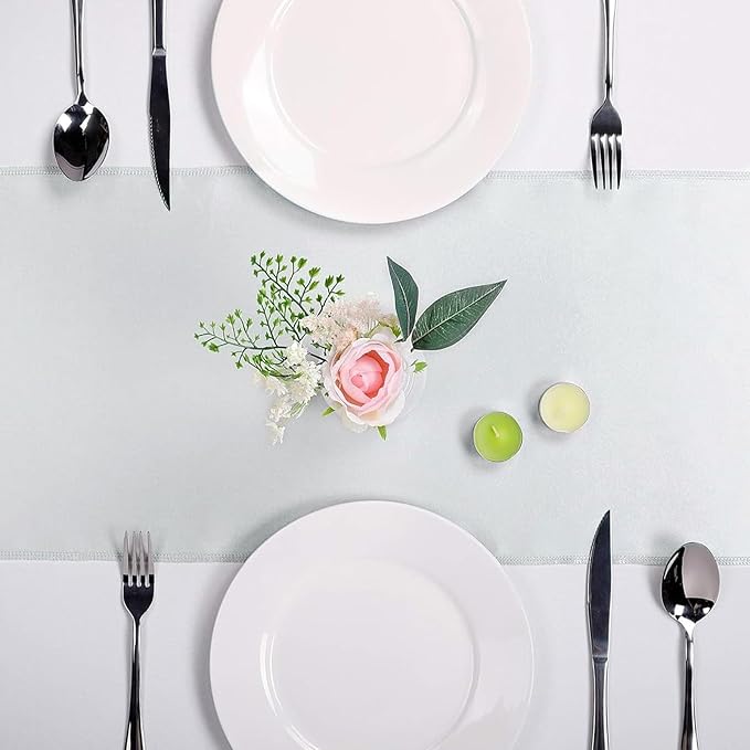 5-Pack Satin Table Runner Silver 12 x 108 inches Long, Table Runners - Image 2