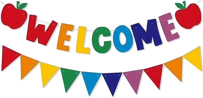 Welcome Banner Colorful Back to School Decorations Felt First Day of School by Unknown