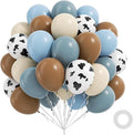 12inch Cowboy Balloons with Brown Dusty Blue White Cow Print Balloons | My by Vicduotex