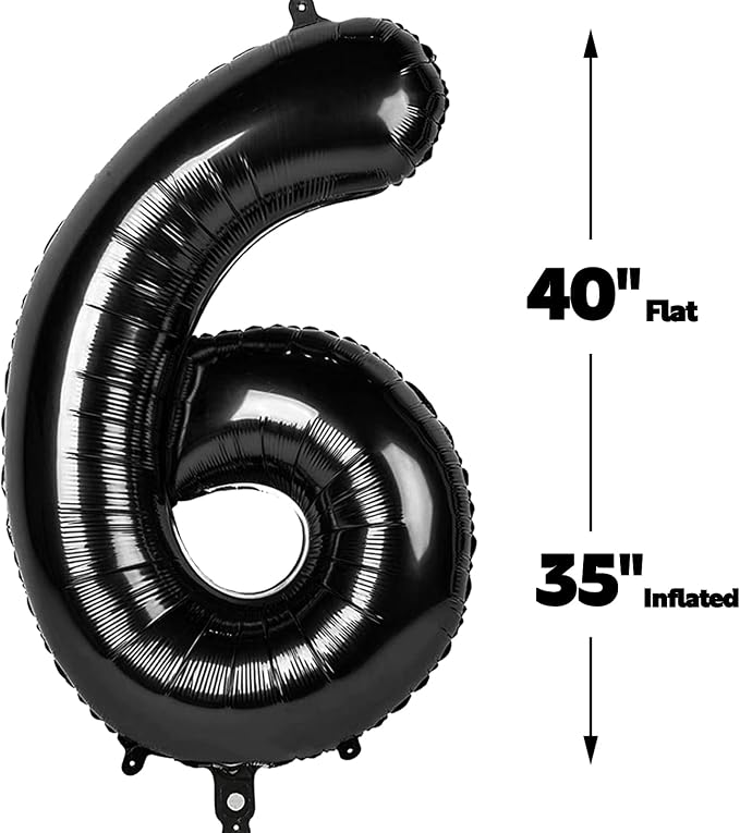 40 Inch Black Mylar Foil Number 16 Birthday Balloon, 16 Boy Girl Party - Image 3