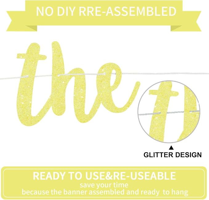 BEISHIDA Yellow Pre-Strung Glitter The Beginning of A New Chapter Banner | - Image 3