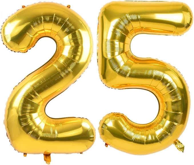 TONIFUL 40 Inch Gold Foil Number 25 Balloon, 25th Birthday Decorations | Large by TONIFUL
