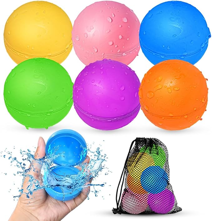 Smirodi 6 Pcs Reusable Water Balloons, Pool Beach Water Toys by WhereFunMeetsGrowth