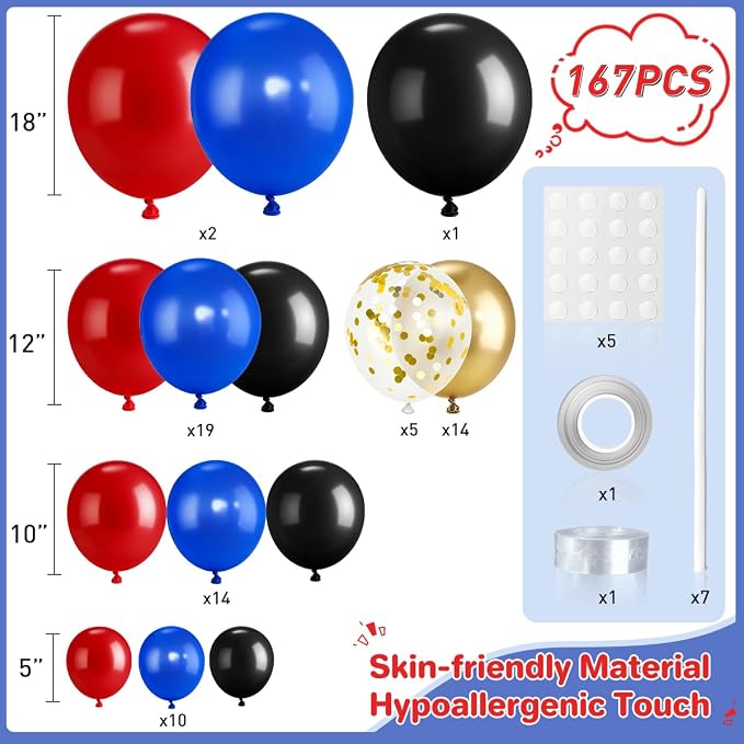 Red Black Blue Gold Balloons Garland Arch Kit - Image 2