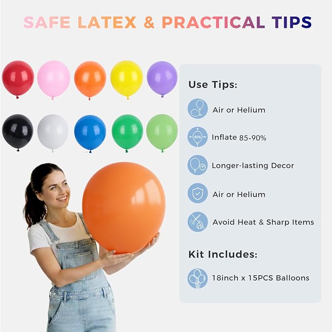 LOVESTOWN 18 Inch Large Rainbow Balloons, Birthday Wedding Baby Shower - Image 7
