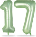 Sage Green Number 17 Birthday Balloons, 40 Inch Large Foil Number 1 & 7 Helium by Lingqiang