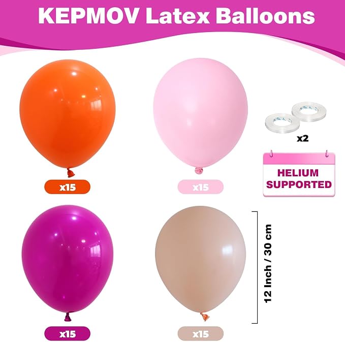 Pink and Orange Balloons, 12 Inch Latex Balloon - Image 2