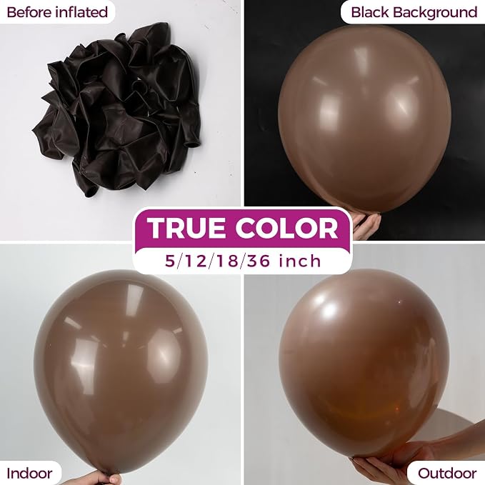 Bezente Brown Balloons Latex Boho Party Balloons 100 Pack 12 inch | Dark - Image 2