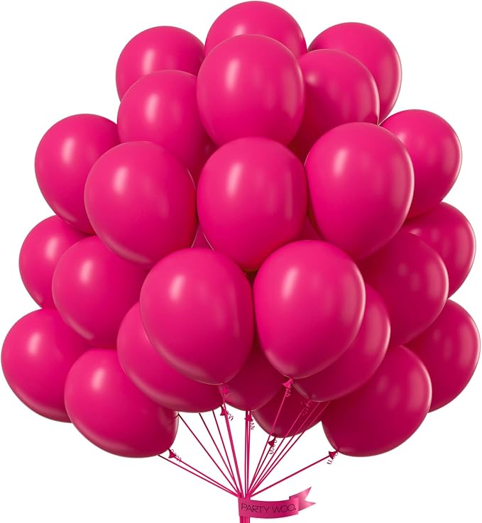 PartyWoo Hot Pink Balloons 100pcs Magenta Fuchsia Color 12 Inch | Balloons by PartyWoo