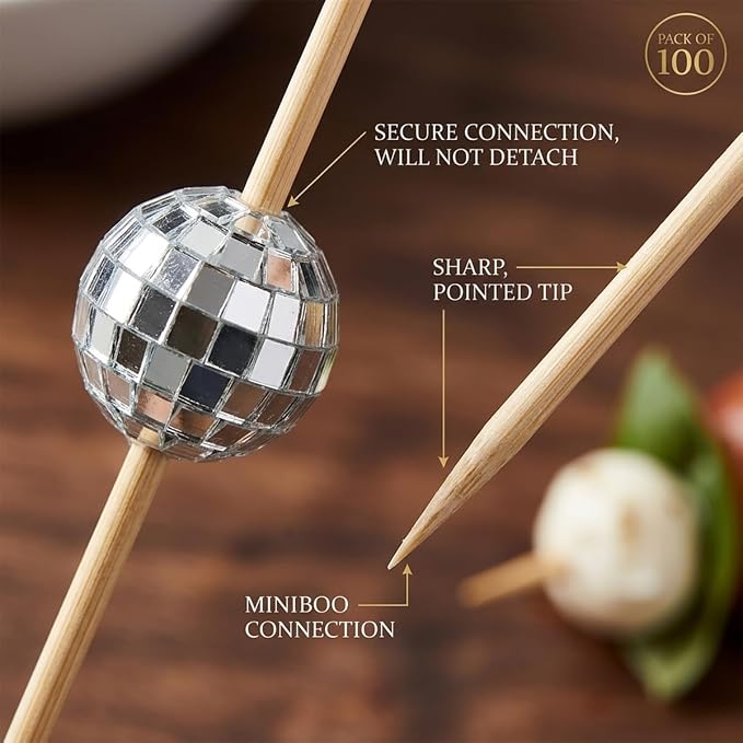 100 Pcs 4.7" Disco Ball Cocktail Picks, Fancy Toothpicks Appetizer Skewers | - Image 6