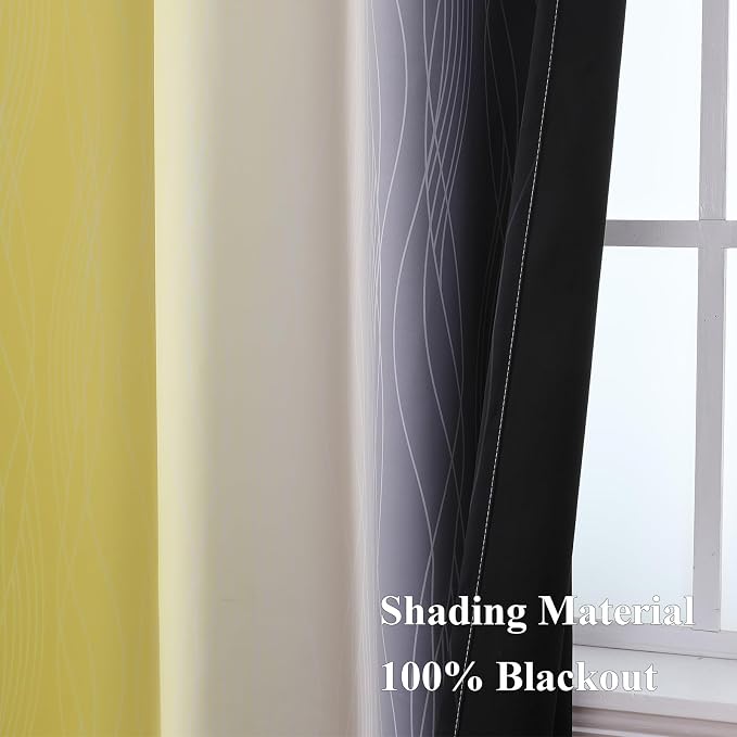 Black and Yellow Ombre Blackout Curtains - Image 5
