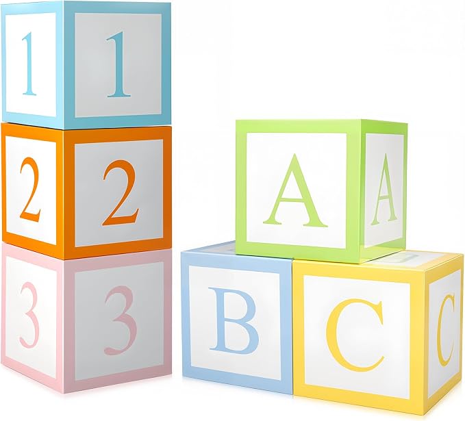 Gueevin English Teacher Party Decorations 6 Pcs Pastel Abc 123 Balloon Boxes - Image 7