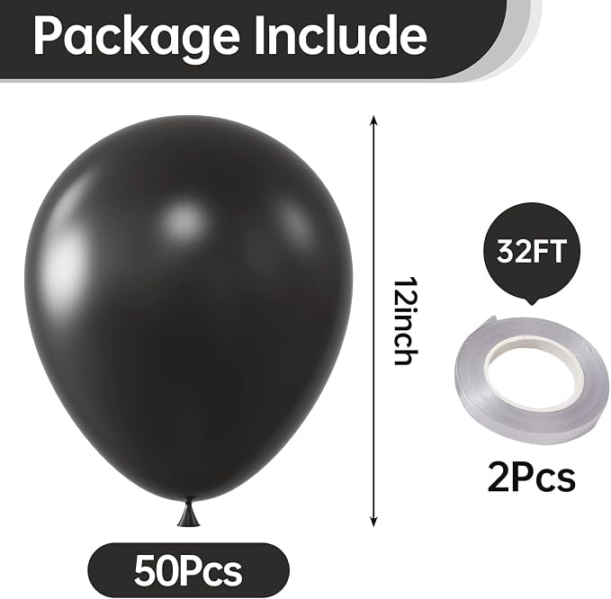12 Inch Black Balloons, Baby Shower, Graduate Party Decorations - Image 2