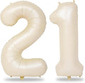 Cream 21st Birthday Balloons for Her, 40 Inch Beige Foil 21 Balloon Numbers for by Lingqiang