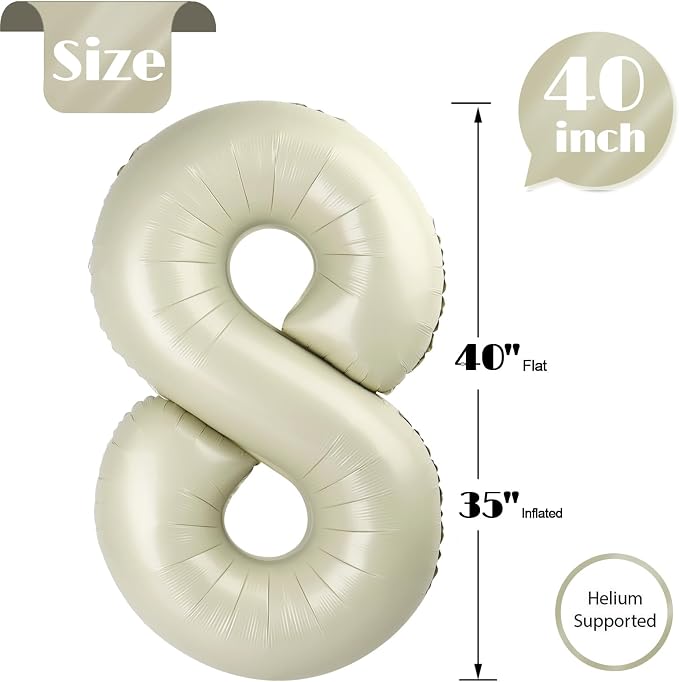 Cream 8 Balloon - Image 5