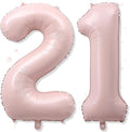 Big Number 21 Balloons, Dusty Light Blush Pink Foil 21 Balloon Numbers 40 Inch by Froova
