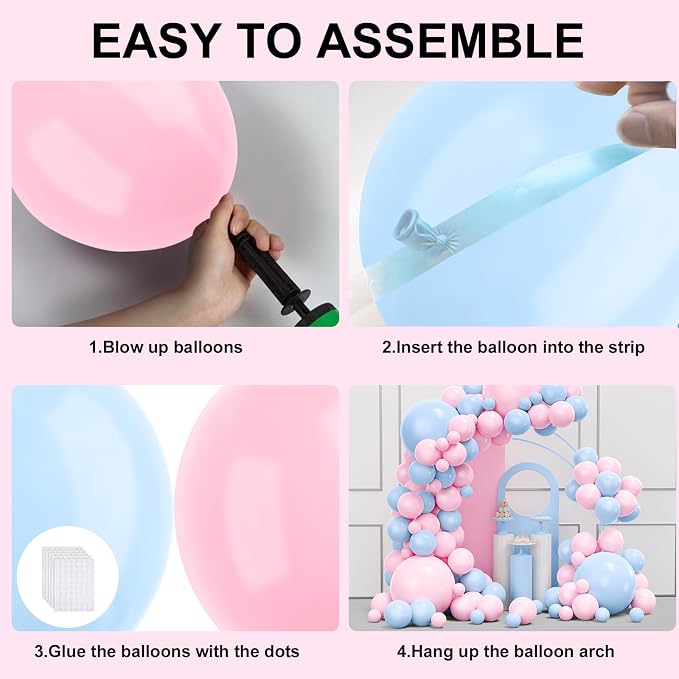 YMSZ Pink and Blue Balloons Garland Arch Kit, - Image 3
