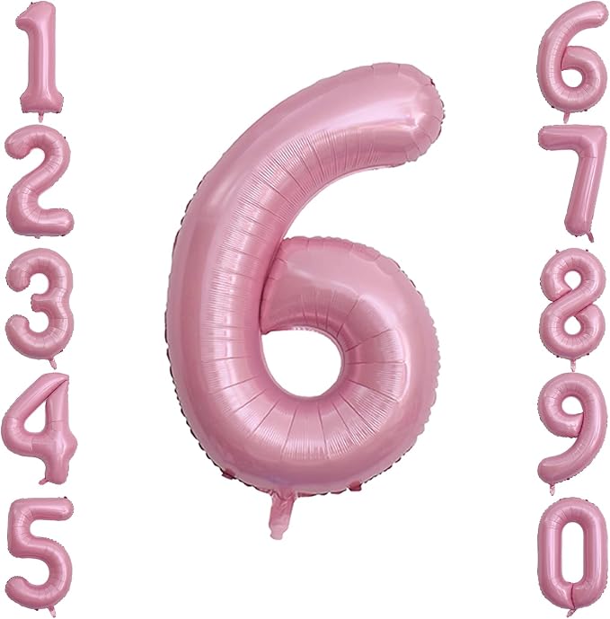 Pearlescent Pink Number6 Balloon 40Inch, Shiny Foil by Unknown