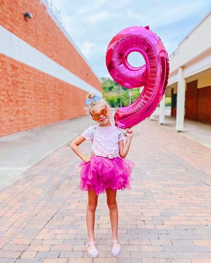 5 Balloon Numbers Birthday Decorations, 40In Hot Pink Balloons - Image 4