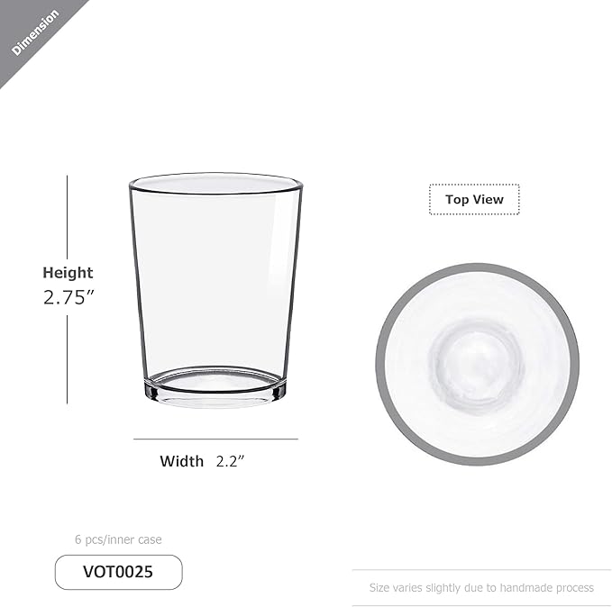 WGV Tea Light Votive Candle Holder 2.2x2.75, Clear Tiny Utility Cylinder Glass Vase, Small Planter Terrarium for Home Accent Decor, 24 Pc