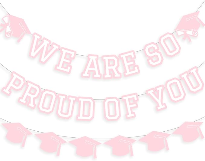 We Are So Proud Of You Banner Graduation Party Decorations Congrats Grad Cap by Unknown