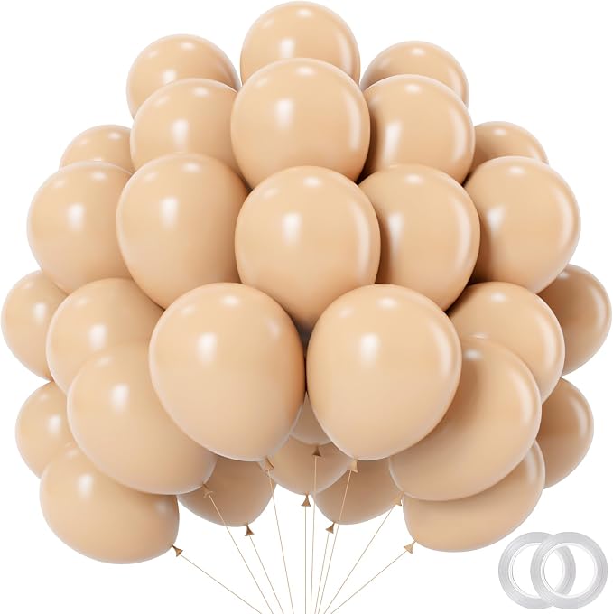 Nude Balloons - 12 inch 100pcs Latex - Round Neutral Boho Birthday by PatiCool