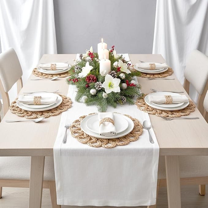13.8" Corn Husk Woven Round Placemats Set of 8 - Image 4
