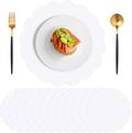 60 Pcs White Paper Placemats, 13.5 Inch Disposable Scalloped Table Mats | Thick by NatNarr