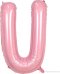 Pink Letter Balloon U, 40 Inch Big Pastel Pink Foil Helium Alphabet U Letter by KYGNE