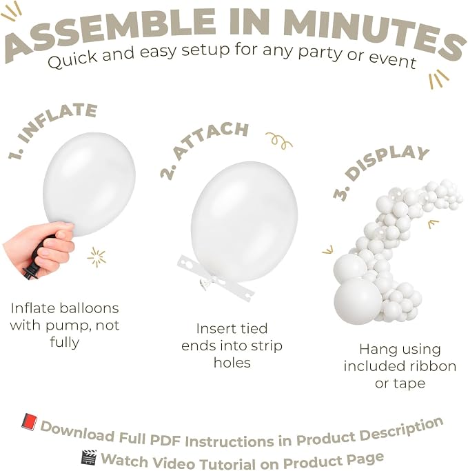 Vellax 146-Pc White Balloon Garland Arch Kit, Baby Shower, DIY | 146-pc white - Image 3