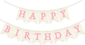 Pink Happy Birthday Banner Pre-strung Burlap Bunting Party Backdrop Sign by Unknown
