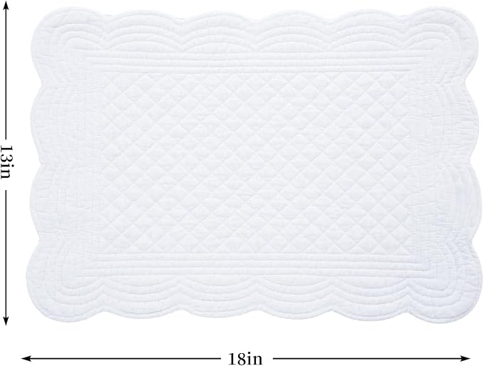 HOMBYS Quilted Placemats Set of 6 Washable-13x18 inches Rectangular Placemats - Image 2