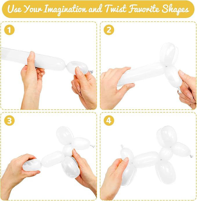 100Pcs White 260 Balloons, Skinny Long Balloon - Image 4