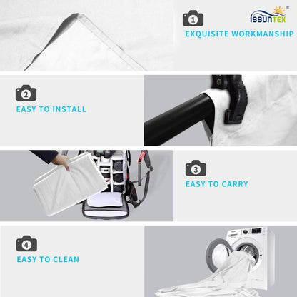 ISSUNTEX 9X15 ft Background Polester Backdrop, Photo Studio, Collapsible High Density Screen for Video Photography and Television-White