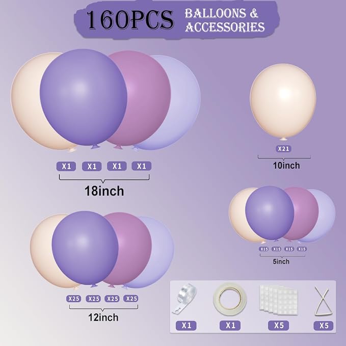 Boho Dusty Purple and Pastel Orange Balloon Garland Arch Kit - Image 2