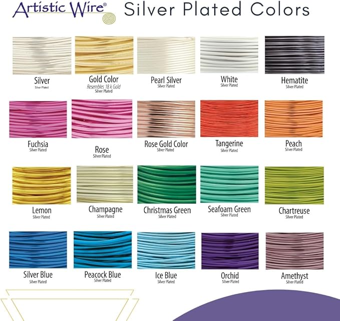 Artistic Wire, 18 Gauge Silver Plated Tarnish Resistant Colored Copper Craft Wire, Tarnish Resistant Silver, 20 ft