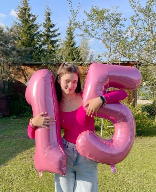 Pink Number 1 Balloon 40 inch, Balloon numbers party supplies, deco photo shoot - Image 5