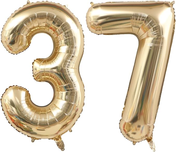 Light Gold Number 37 Balloon 40in White Gold 37 Foil Mylar Digital Balloon | by ANGEL+Q+HOUSE