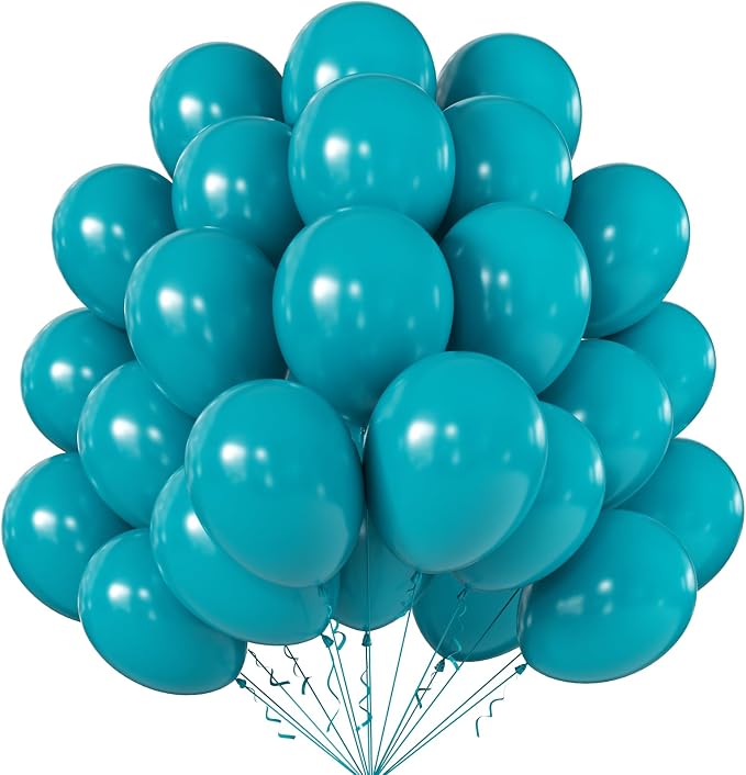 12 Inch Retro Peacock Blue Balloons, Baby Shower, Graduate Party Decorations by KALOR