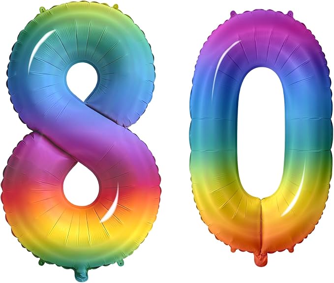 Number 80 Balloons for 80th Birthday Party Decorations, 0-100 Large No.80 by Joycard