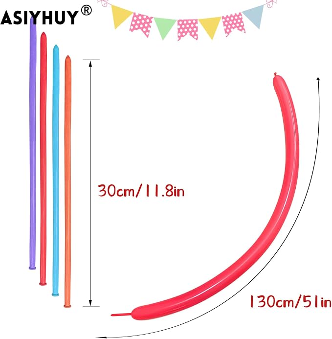Pastel 260 long balloons 100 Pack Twisting Animal Balloons Assorted Color Thick - Image 2