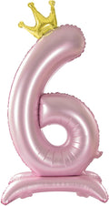 Crown Pink Number 6 Balloon by Tellpet