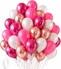 Hot Pink Balloons 60 Pack – Pink Chrome Balloons, Rose Gold & White 12 Inch by FiestaCart
