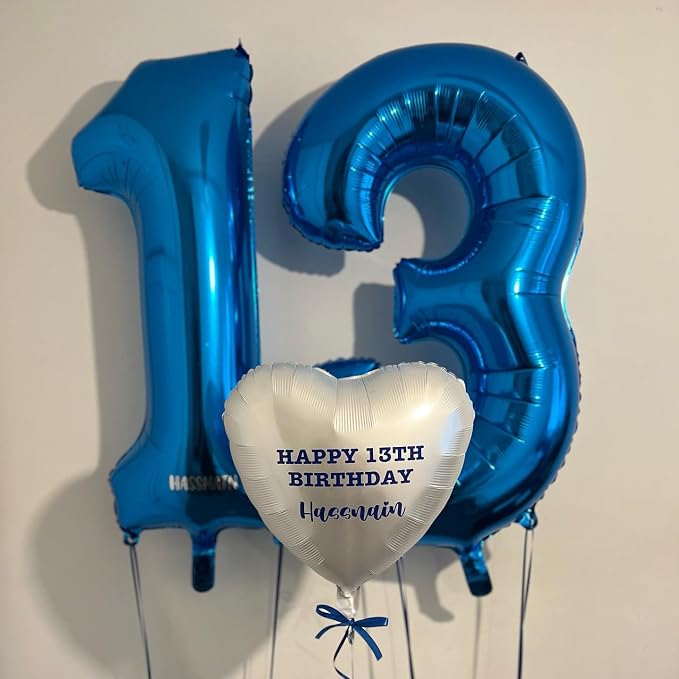 7 Balloon Numbers Birthday Decorations, 40In Dark Blue Balloons - Image 5