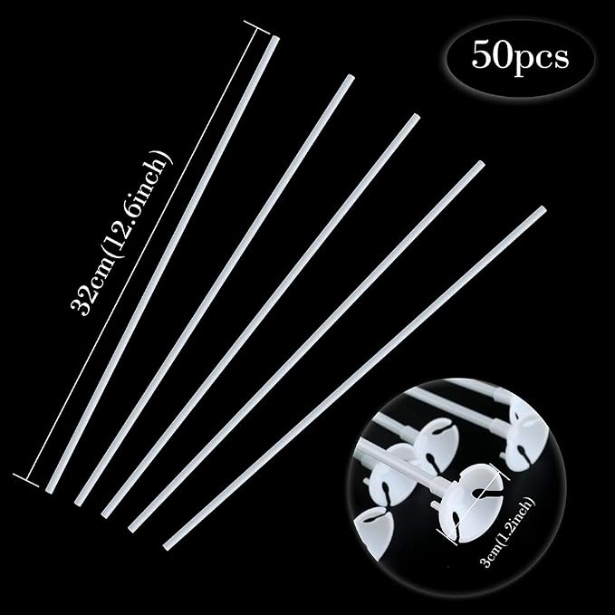 PP OPOUNT 50 Pieces Balloon Sticks Upgraded Version 12.6 Inch White Balloon - Image 2