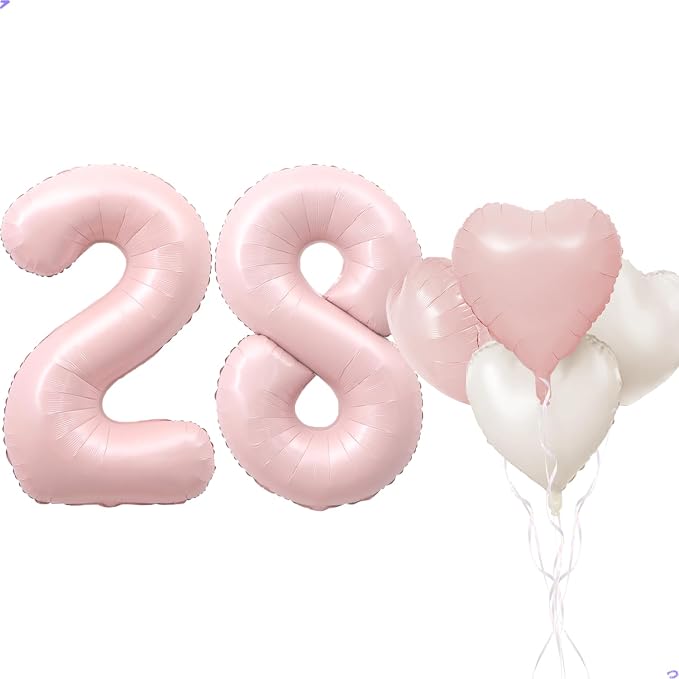 Pink 28 Balloon Number Pastel Pink 28th Birthday Party Decorations by Unknown